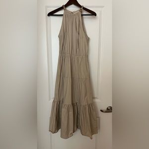 Michael Kors Halter Poplin Dress with Gold Hardware